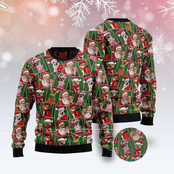 FUNSTUFFPRINT Chihuahua Santa Claus Ugly Christmas Sweater, Dog Ugly Christmas Sweater, Ugly Dog Sweaters Ugly  Sweater