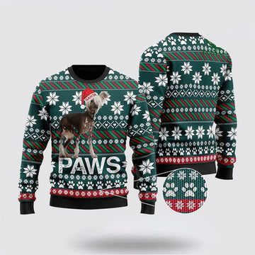 FUNSTUFFPRINT Chinese Crested Santa Printed Ugly Christmas Sweater For Men And Women, Gift For Christmas, Best Winter Christmas Outfit Ugly Sweater