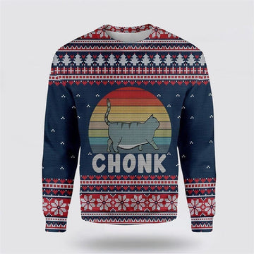 FUNSTUFFPRINT Chonk Cat Ugly Christmas Sweater For Men And Women, Best Gift For Christmas, Christmas Fashion Winter Ugly Sweater