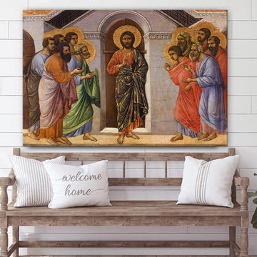 Christ Appears To Apostles Behind Closed Doors Canvas Wall Art - Christian Canvas Wall Decor - Religious Wall Art Canvas