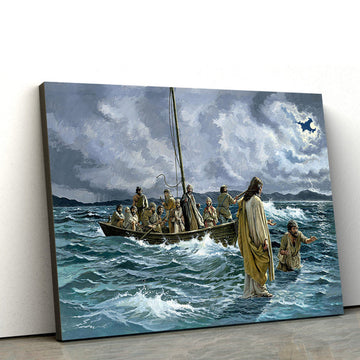 Christ Walking On The Sea Of Galilee Canvas Pictures - Jesus Canvas Pictures - Christian Wall Art