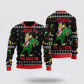 FUNSTUFFPRINT Christian Sweater, Jesus Ride Dinosaur Is Back Ugly Christmas Sweater, Jesus Christmas Sweater, Jesus Saves Shirt Ugly  Sweater