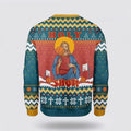 FUNSTUFFPRINT Christian Ugly Christmas Sweater, Christ Jesus Holy Shot Ugly Christmas Sweater, Religious Christmas Sweaters Ugly  Sweater