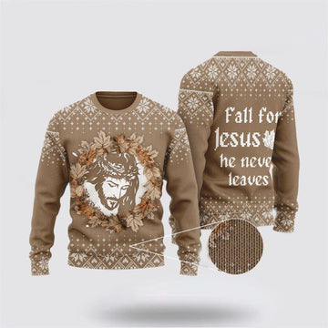 FUNSTUFFPRINT Christian Ugly Christmas Sweater, Christian Autumn Maple Flower Ugly Christmas Sweater, Religious Christmas Sweaters Ugly Sweater