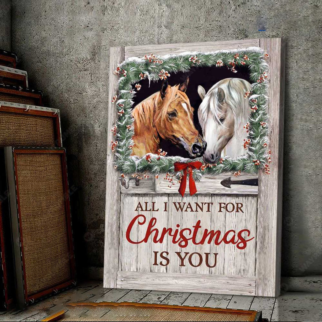 Christmas Poster, Christmas Horse, All I Want For Christmas Is You Poster and Canvas