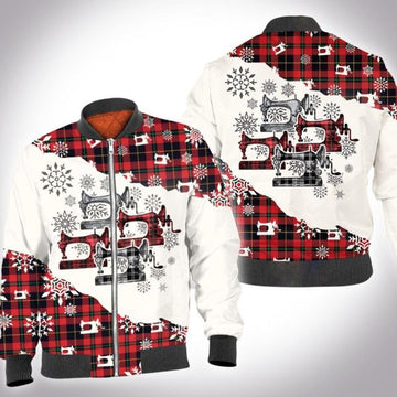 FUNSTUFFPRINT Christmas tartan sewing 3D All Over Printed Shirt, Bomber Jacket Size 3D Bomber Jacket