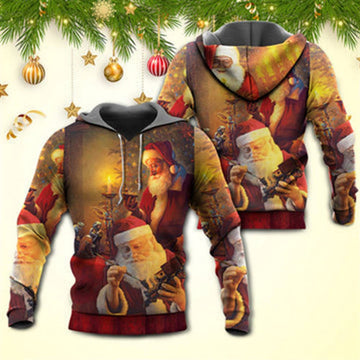 FUNSTUFFPRINT 3D Christmas Santa Claus The Spirit of Christmas Art Style All Over 3D Hoodie and Zip Hoodie