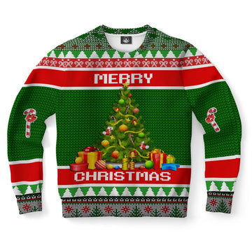 FUNSTUFFPRINT Christmas Tree And Gift Ugly Christmas Sweater, Christmas Sweater, Ugly Sweater, Funny Xmas Sweaters Ugly Sweater