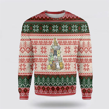 FUNSTUFFPRINT Christmas Tree Made By Cats Ugly Christmas Sweater For Men And Women, Best Gift For Christmas, Christmas Fashion Winter Ugly Sweater