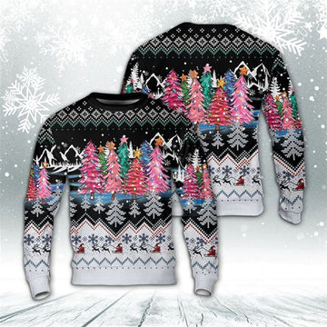FUNSTUFFPRINT Christmas Trees With Lights Ugly Christmas Sweater For Men And Women, Best Gift For Christmas, The Beautiful Winter Christmas Outfit Ugly Sweater
