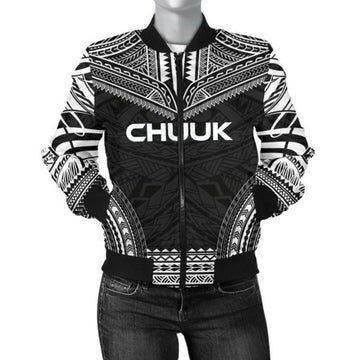 FUNSTUFFPRINT Chuuk Polynesian Chief Women'S Bomber Jacket - Black Version 3D Bomber Jacket