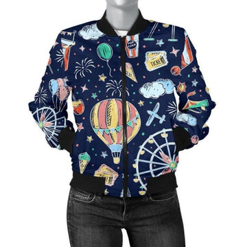 FUNSTUFFPRINT Circus Dream Pattern Print Women Casual 3D Bomber Jacket