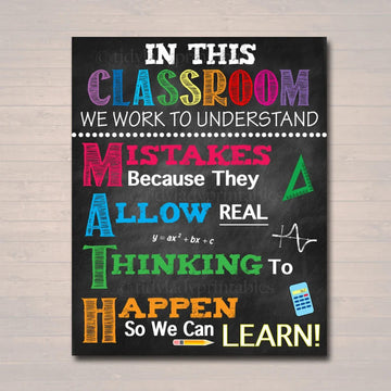 Classroom Rules, Back To School, In This Room We Work To Understand Mistakes Because They Allow Real Poster and Canvas