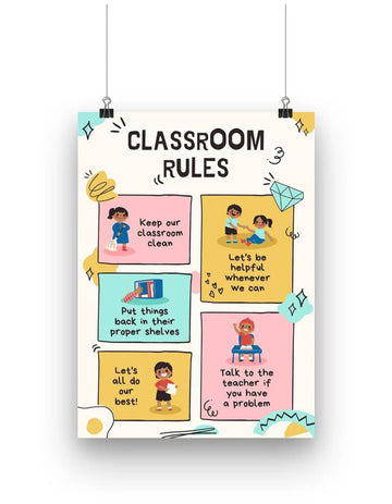 Classroom Rules, Keep Our Classroom Clean Put Things Back In Their Proper Shelves, Back To School, Classroom Poster Poster and Canvas