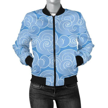 FUNSTUFFPRINT Cloud Pattern Print Women Casual 3D Bomber Jacket