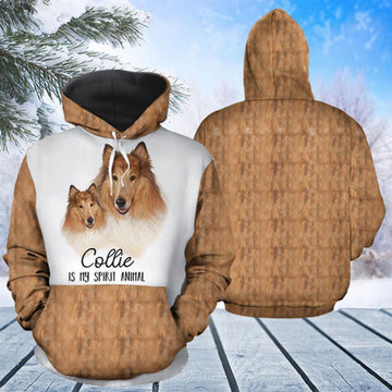 FUNSTUFFPRINT 3D Collie My Spirit Animal All Over 3D Hoodie and Zip Hoodie