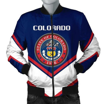FUNSTUFFPRINT Colorado Coat Of Arms Men Bomber Jacket Lucian Style 3D Bomber Jacket