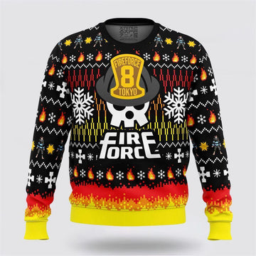 FUNSTUFFPRINT Comfimerch We Didn’t Start The Fire This Christmas Fire Force Ugly Christmas Sweater – Christmas Gifts For Firefighters Ugly Sweater