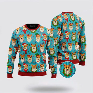 FUNSTUFFPRINT Corgi Snow Dog Christmas Ugly Christmas Sweater For Men And Women, Gift For Christmas, Best Winter Christmas Outfit Ugly Sweater