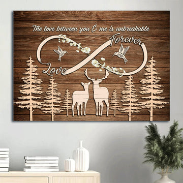 Couple Deer Couple Wooden Carving Canvas Gift For Couple Lover Husband. Wife Boyfriend Girlfriend The Love Between You And Me Is Unbreakable Canvas Wall Art - Christian Wall Decor