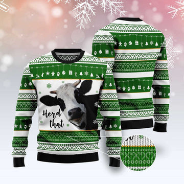 FUNSTUFFPRINT Cow Herd That Ugly Christmas Sweater, Christmas Sweater, Ugly Sweater, Funny Xmas Sweaters Ugly Sweater