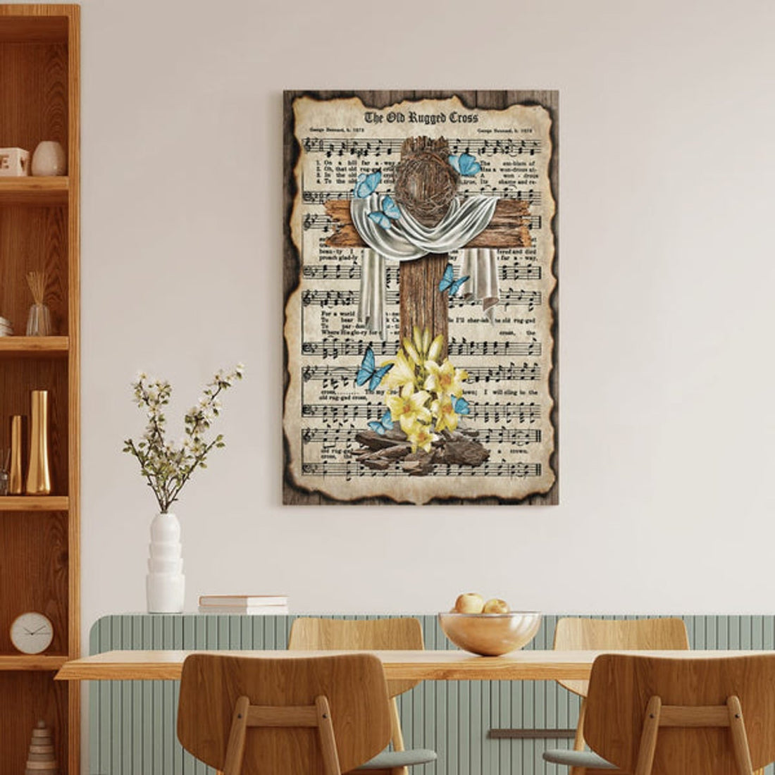 Cross Crown Of Thorns Song Lyrics The Old Rugged Cross Canvas Posters - Christian Wall Posters - Religious Wall Decor