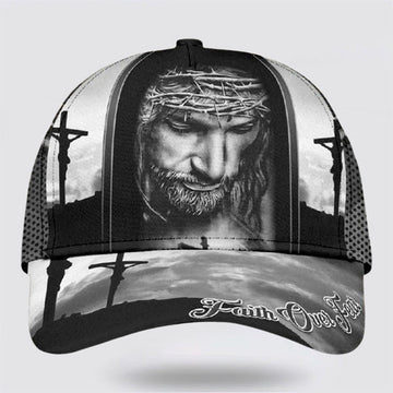 FUNSTUFFPRINT Crucifixion Of Jesus Faith Over Fear Baseball Cap - Christian Hats for Men and Women