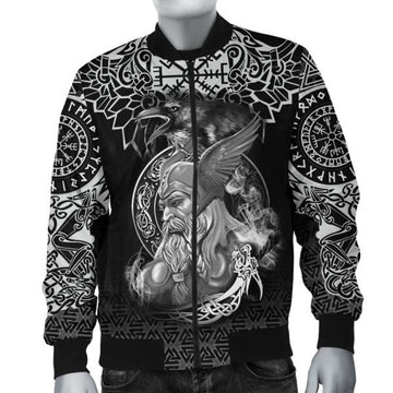 FUNSTUFFPRINT Custom Bomber Jacket - Odin And Raven Tattoo 3D Bomber Jacket