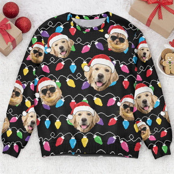 FUNSTUFFPRINT Custom Face Christmas Family Pet Funny Xmas Leds Ugly Sweater