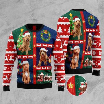 FUNSTUFFPRINT Cute Goldendoodle Ugly Christmas Sweater, Christmas Sweater, Ugly Sweater, Funny Xmas Sweaters Ugly Sweater