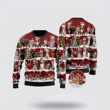 FUNSTUFFPRINT Cute Old English Sheep Dog Ugly Christmas Sweater For Men And Women, Gift For Christmas, Best Winter Christmas Outfit Ugly Sweater