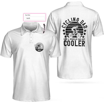 Custom Cycling Dad Like A Regular Dad But Cooler Custom Polo Shirt, Personalized Black And White Cycling Shirt For Men