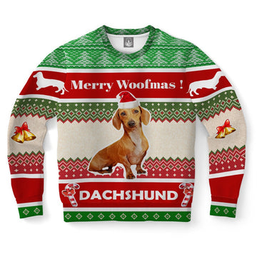 FUNSTUFFPRINT Dachshund Dog Ugly Christmas Sweater, Christmas Sweater, Ugly Sweater, Funny Xmas Sweaters Ugly Sweater