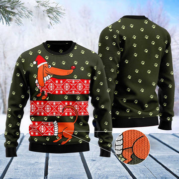 FUNSTUFFPRINT Dachshund Funny Christmas Ugly Christmas Sweater, Christmas Sweater, Ugly Sweater, Funny Xmas Sweaters Ugly Sweater