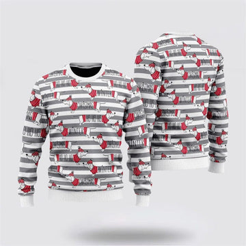 FUNSTUFFPRINT Dachshund Through The Snow Ugly Christmas Sweater For Men And Women, Gift For Christmas, Best Winter Christmas Outfit Ugly Sweater