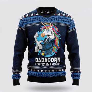 FUNSTUFFPRINT Dadacorn Protector Of My Unicorns Ugly Christmas Sweater – Best Gift For Christmas Ugly Sweater
