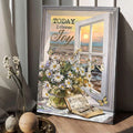 Daisy Flower Bible Cross Symbol Beach View Jesus Painting - Today I Choose Joy Canvas Posters - Christian Wall Posters - Religious Wall Decor
