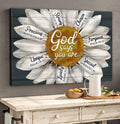 Daisy Flower Painting God Says You Are Canvas Wall Art - Christian Poster - Religious Wall Decor