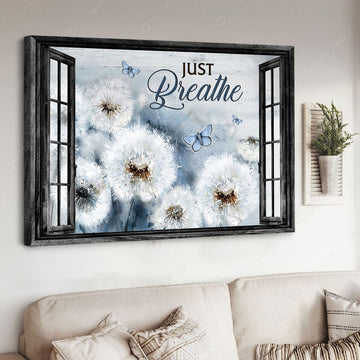 Dandelion Butterfly, Just Breathe, Poster Decor, Window Poster Poster and Canvas