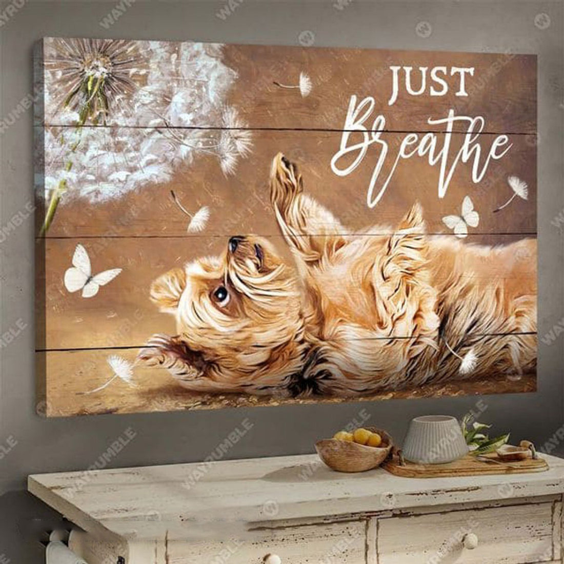 Dandelion Dog, Just Breathe, Poster Decor Poster and Canvas