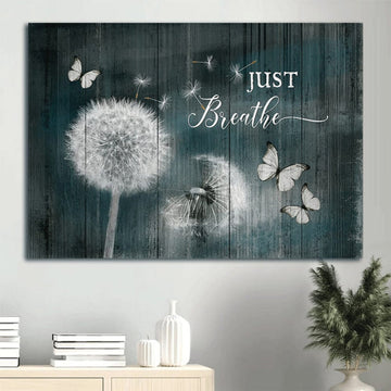 Dandelion Butterfly Canvas Just Breathe Canvas Wall Art - Christian Wall Decor