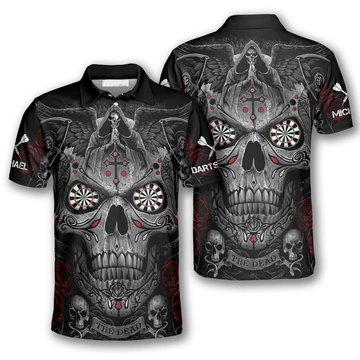 Custom 3D All Over Print Grim Reaper Praying Cross Skull Custom Darts Polo Shirts