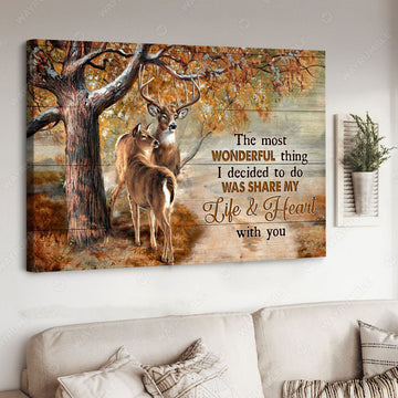 Deer Couple, The Most Wonderful Thing I Decided To Do Was Share My Life And Heart With You Poster and Canvas
