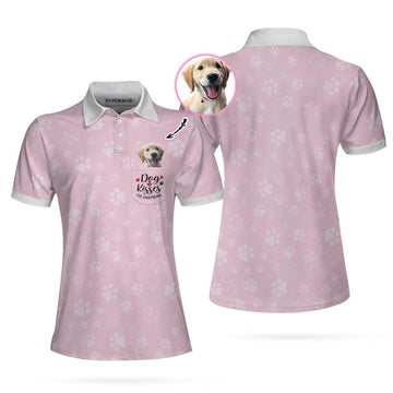 Custom Dog Kisses Fix Everything Custom Short Sleeve Women Polo Shirt, Personalized Pink Polo Shirt For Dog Lovers, Best Gift For Dog Lovers, Gift For Women