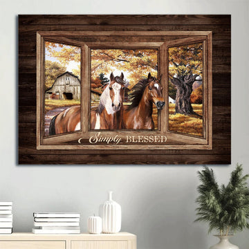 Dream Horse Autumn Forest Sunny Day Window Drawing Canvas Simply Blessed Canvas Wall Art - Christian Wall Decor