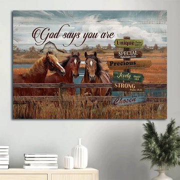 Dream Horses Countryside Painting Rice Field Canvas God Says You Are Canvas Wall Art - Christian Wall Decor