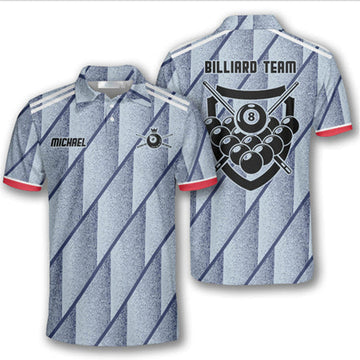 Custom Dust Silver Custom Billiard Shirts for Men, Men's Billiard Polo Shirts, Custom Billiard ball for Team