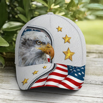 FUNSTUFFPRINT Eagle And US Flag Baseball Cap