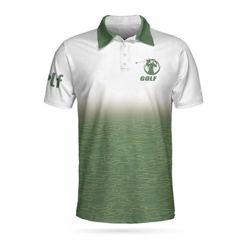 Elegant Born To Golf Forced To Work Golf Polo Shirt, White And Green Golf Shirt For Men