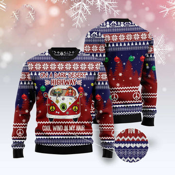 FUNSTUFFPRINT Elephant Hippie Girl Ugly Christmas Sweater, Christmas Sweater, Ugly Sweater, Funny Xmas Sweaters Ugly Sweater